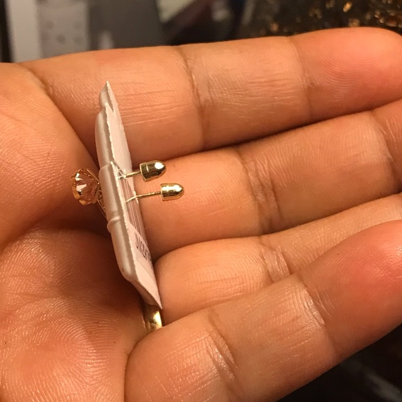 Solid 14k stud earrings light pink flower shape. - Picture 2 of 2